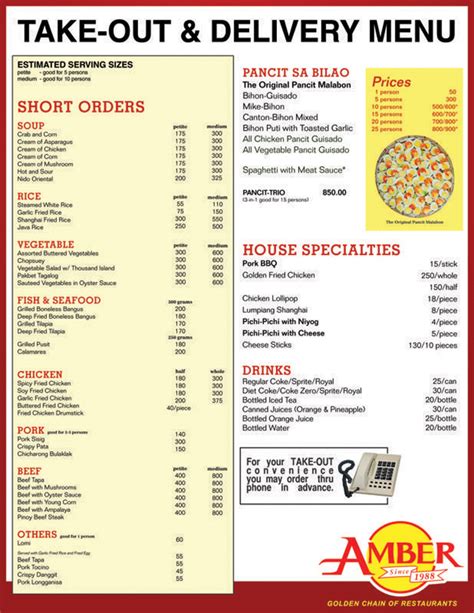 amber golden chain of restaurants menu|AmberFood .